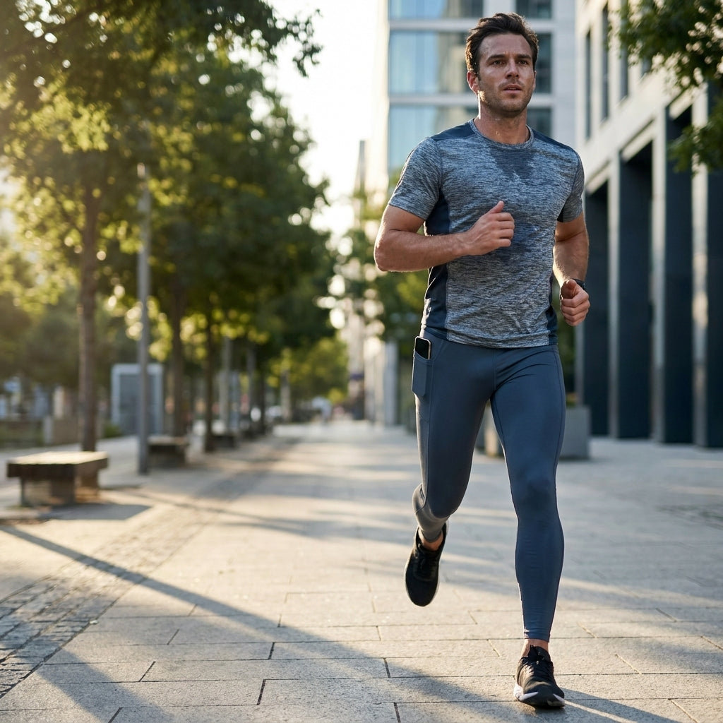 Löpartights Herr med Mobilficka & Hög Midja för Löpning och Gym