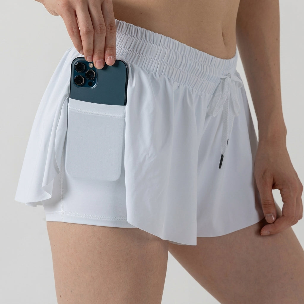 Löparshorts Dam med Innertights & Mobilficka för Träning